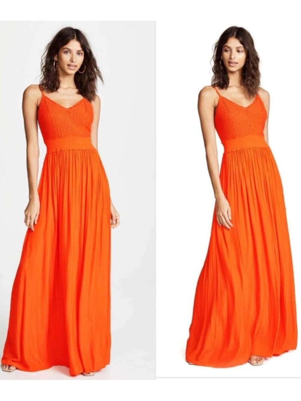 Ramy Brook Stella Dress Brior Pleated Crochet Smocked Waist Maxi Gown Elegant